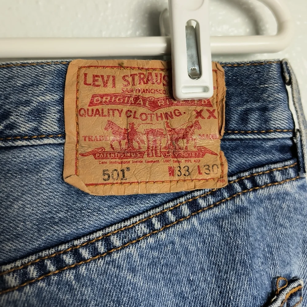 Levi's 501 Straight Leg Denim Pant Men's Size 33X30  Medium Wash Workwear_3